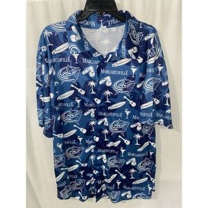 Columbus Blue Jackets Margaritaville Hawaiian Shirt Short Sleeve Button‎ XL